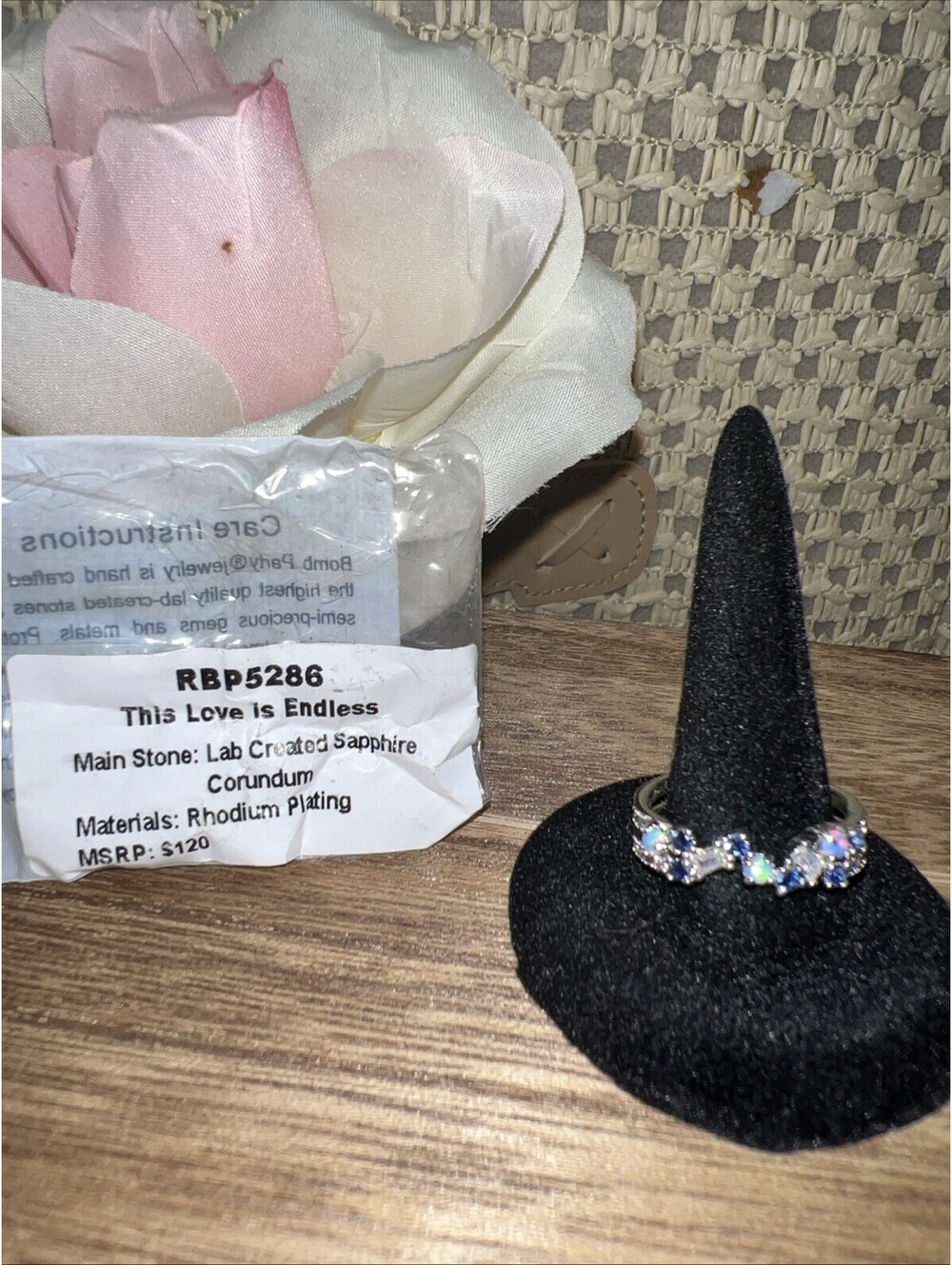 Bomb Party This Love Is Endless Size 9 Ring. Lab Created Sapphire Corundum.